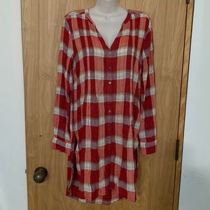 Anthropologie button front plaid tunic M